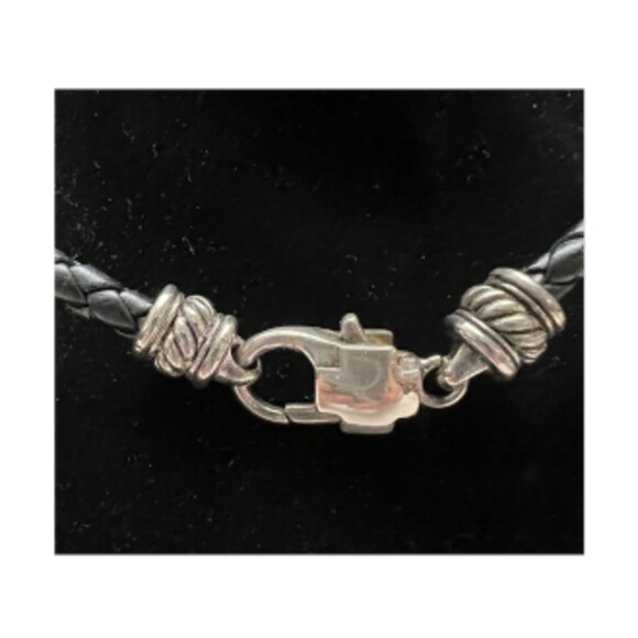 Cross Pendant Fashion Silver Stainless Steel Black Soft Rope Necklace - Picture 2 of 3